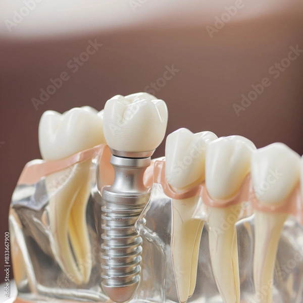 Obraz Dental implant model with artificial tooth and gum