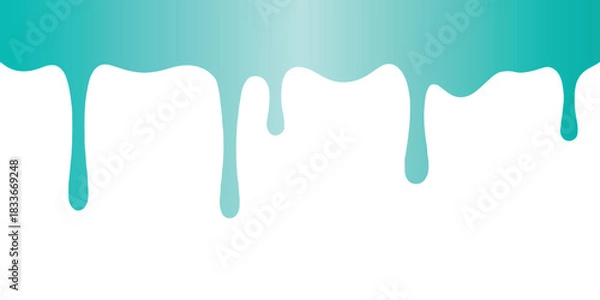 Fototapeta Teal color gradient drips on white background, liquid effect isolated on white background