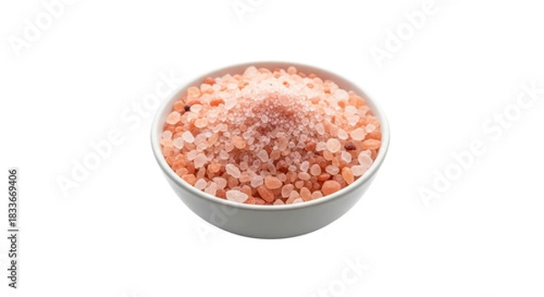 Obraz Himalayan pink salt crystals in bowl isolated PNG with Transparent Background