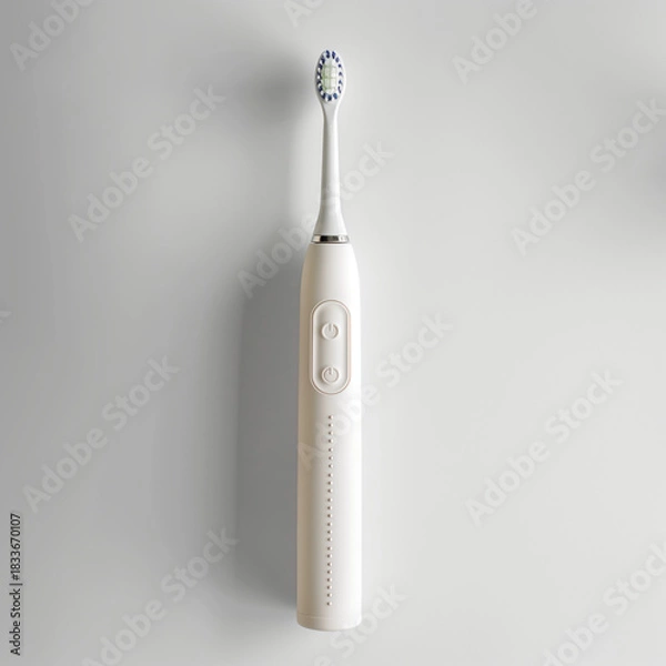Obraz White electric toothbrush on grey background