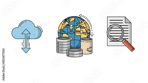 Obraz Cloud Computing, Global Data Storage, and Information Retrieval Illustration.