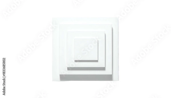 Obraz White square layers progressively receding, centered on black background