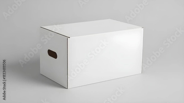 Obraz A clean white box storage on a slightly grey background. The overall look is simple and functional, with no visible patterns, logos, or decorations.