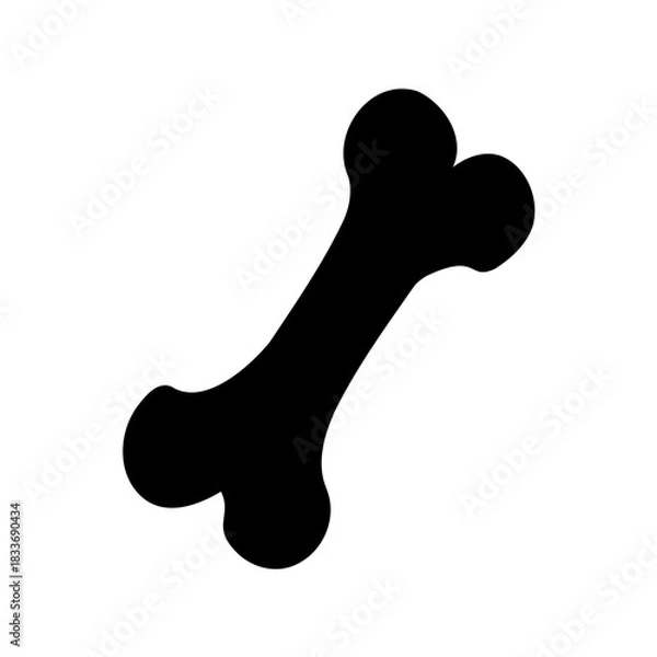 Obraz Black silhouette of a cartoon dog bone isolated on white Vector, illustration