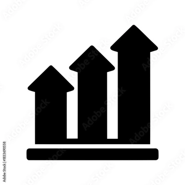 Obraz Three upward arrows symbol of growth progress and success Vector, illustration
