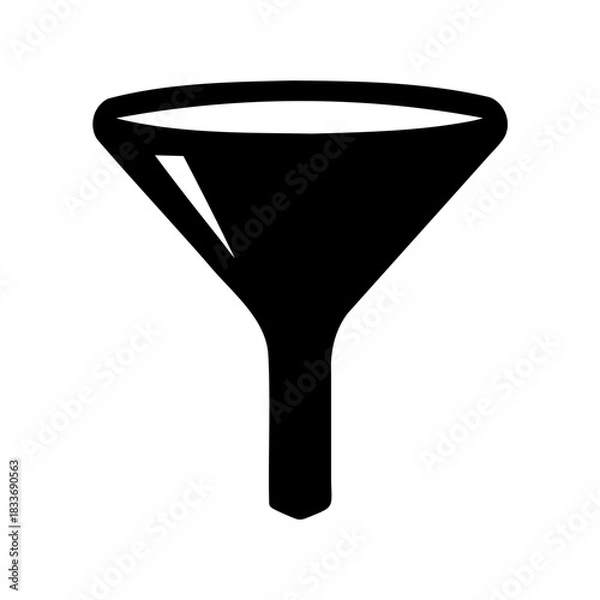 Obraz Simple black silhouette of a funnel icon on white background Vector, illustration