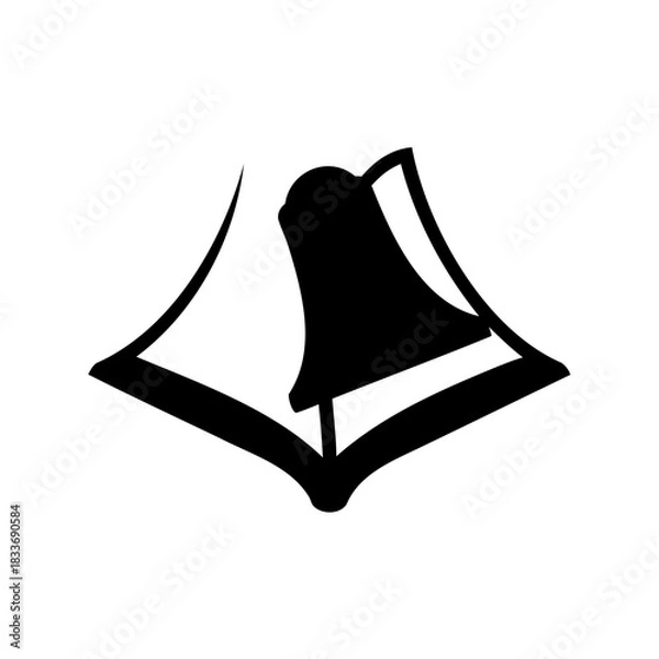 Obraz Open book with a bell inside, education and alert symbol Vector, illustration
