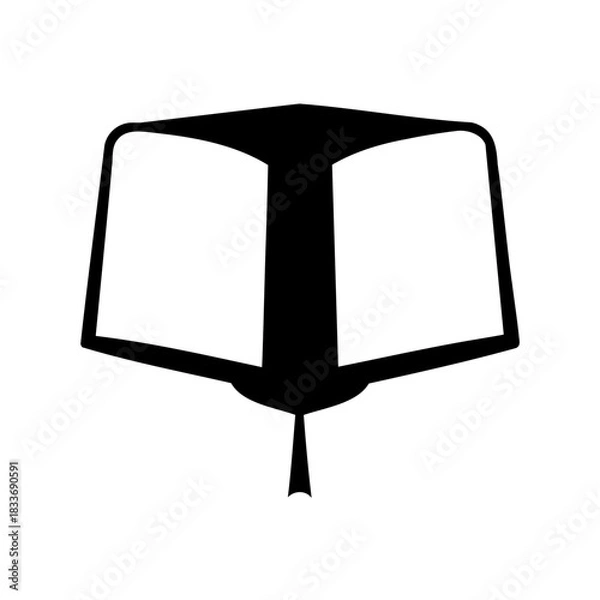 Obraz Minimalist black academic graduation cap icon with tassel Vector, illustration