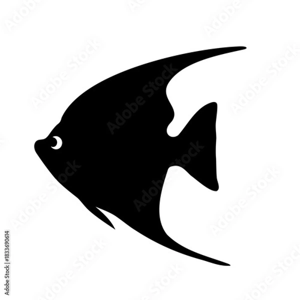 Obraz Angelfish black silhouette isolated simple graphic design Vector, illustration