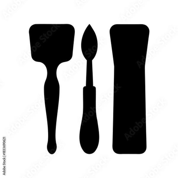 Obraz Art studio tools black silhouettes on white background icon Vector, illustration