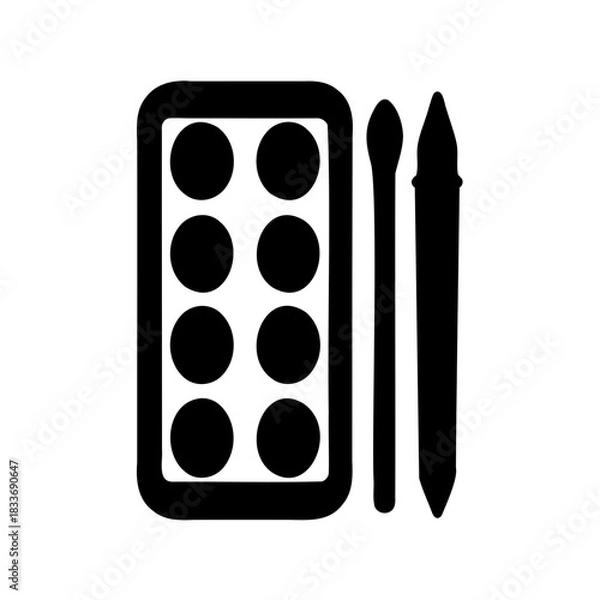 Obraz Artist's paint palette and brushes for art and creativity Vector, illustration