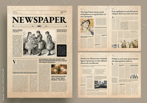 Fototapeta Historical Newspaper Template
