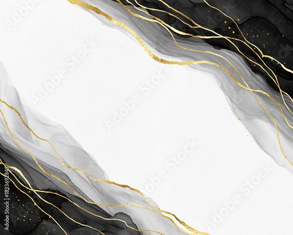 Obraz  墨絵（黒・金）_sumi-fluid_1