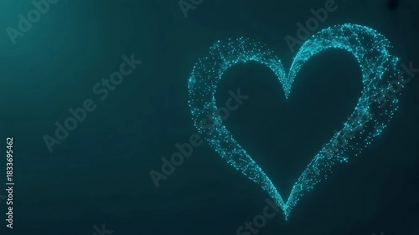 Obraz Blue Digital Plexus Heart Shape on Dark Teal Background network connection
