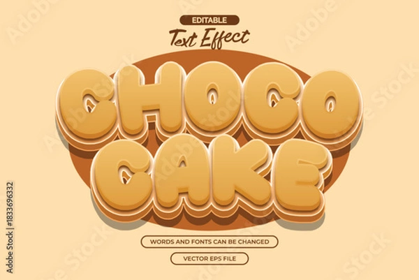 Obraz Choco cake editable text effect with 3d cartoon text style