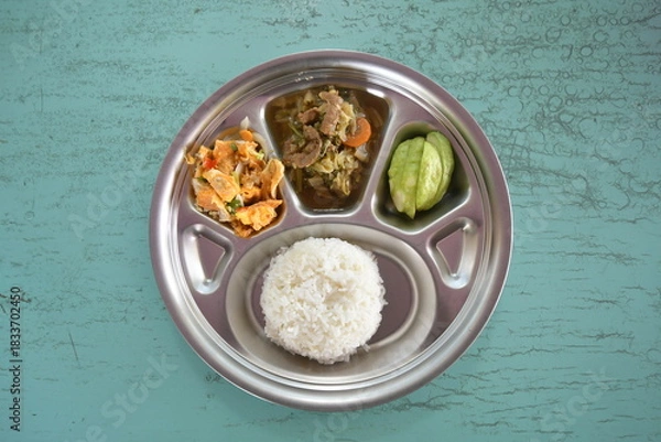 Fototapeta Thai daily school lunch