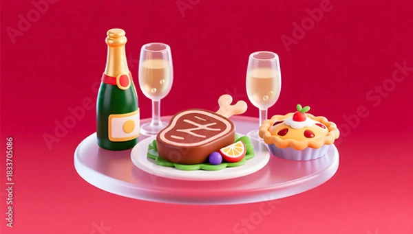 Obraz 3D Display of Christmas Dinner Set