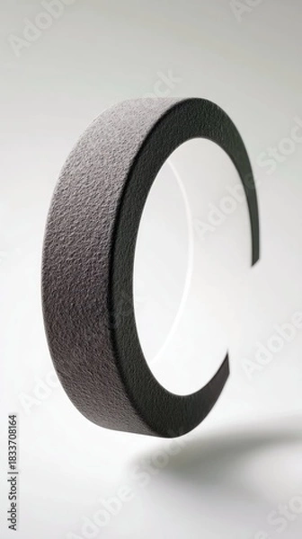 Obraz A close-up shot of a textured letter C floating in front of a white background, lit by studio lighting.