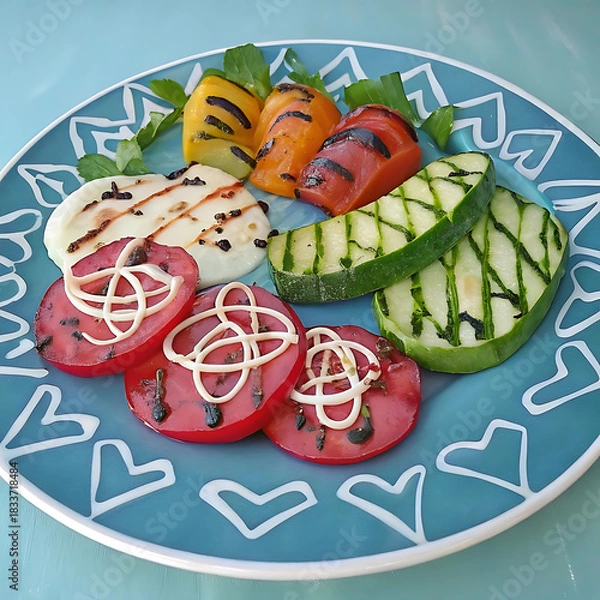 Obraz Fresh Mixed Vegetable Appetizer Platter on Decorative Plate