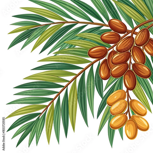Obraz Realistic Date Palm Branch with Fruits Illustration