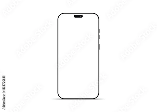 Fototapeta Minimal blank smartphone vector mockup with rounded screen frame for ui display and app design template.