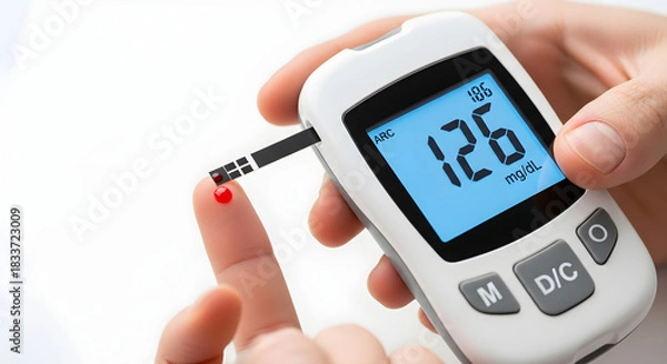 Obraz Person checking blood sugar level with digital glucometer
