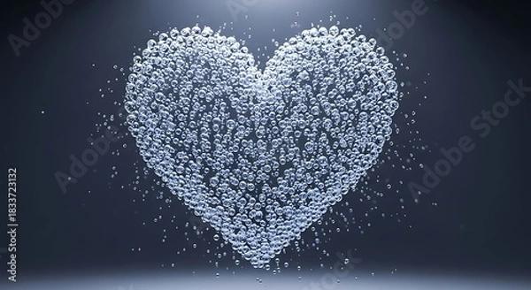 Fototapeta Heart shape formed by countless tiny sparkling particles illuminated against a dark background