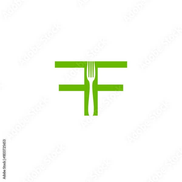 Fototapeta Simple FF Fork Restaurant Logo