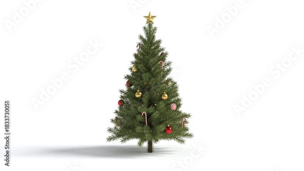 Fototapeta 3D small decorative Christmas tree with simple ornaments