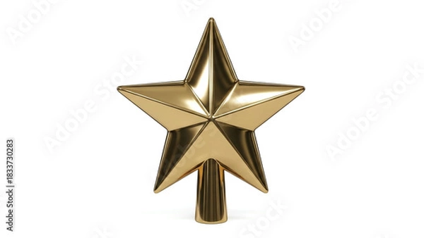 Fototapeta Gold 3D Christmas tree star topper metallic reflective surface smooth edges