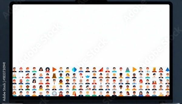 Fototapeta Diverse User Icons Displayed on a Video Conference Screen in a Grid Layout for Online Communication Illustration