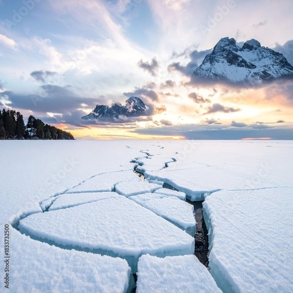 Obraz 얼음균열_빙판위험_겨울자연