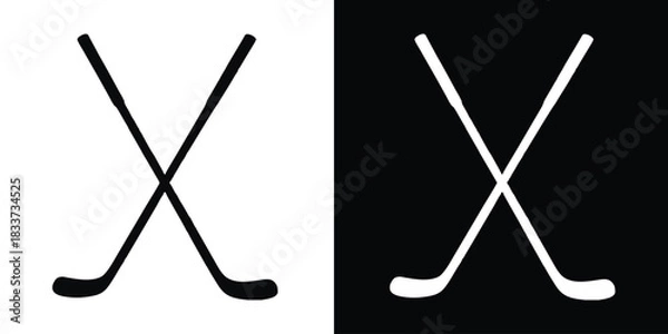 Obraz Crossed hockey stick silhouette vector, Ice hockey sticks icon, Hockey icon, Winter game vector illustration