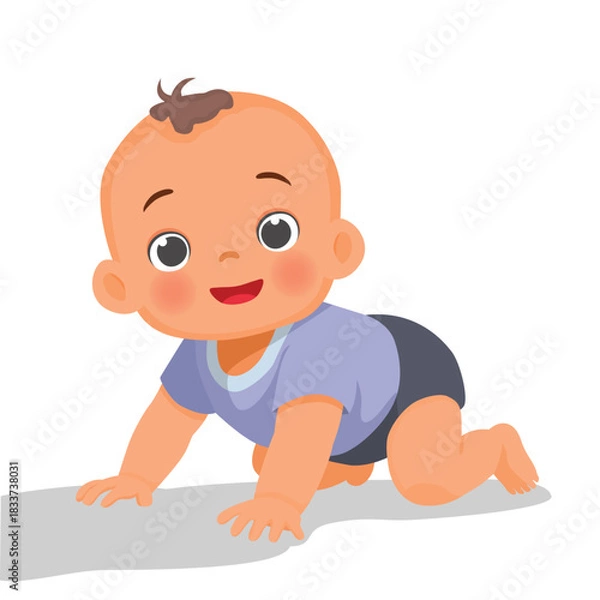 Obraz Cute little baby learn crawling on the floor