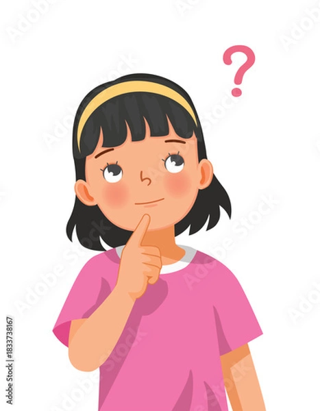 Obraz Little girl thinking confused with question mark