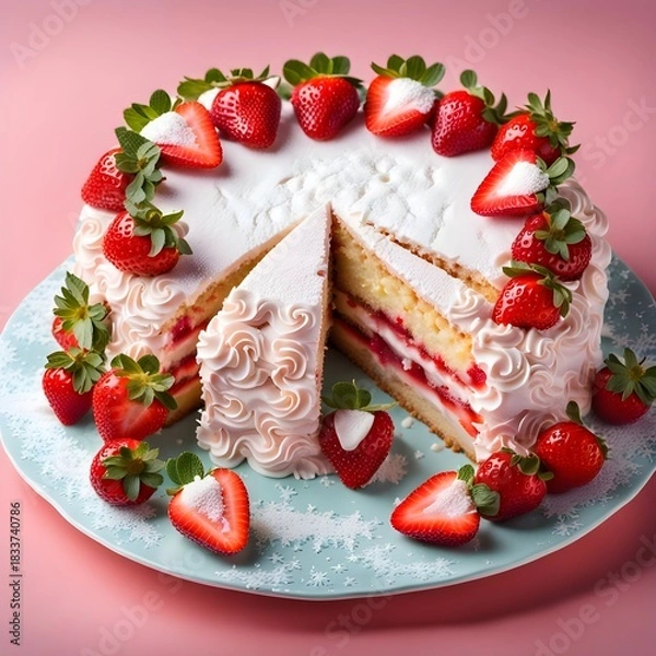 Obraz Strawberry Cake sliced