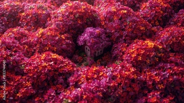 Obraz Close up of vibrant red and pink hydrangea flowers in full bloom