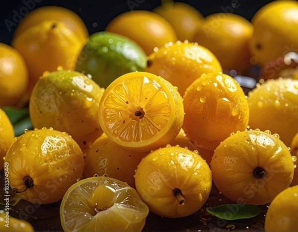 Obraz Pile of vibrant citrus fruit close up