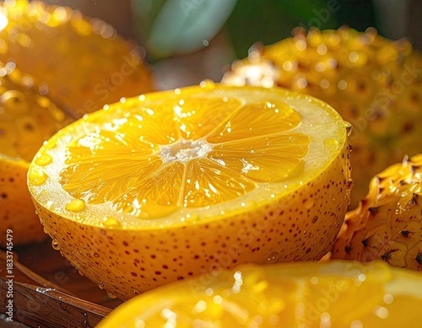 Obraz Orange fruit cut open macro shot