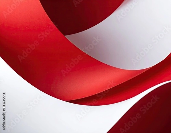 Obraz Red ribbon curves on a white background