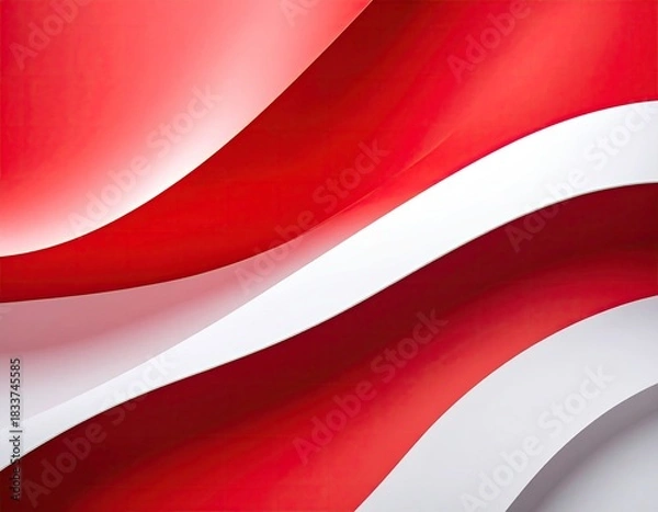 Obraz Red and white abstract waves on a light background