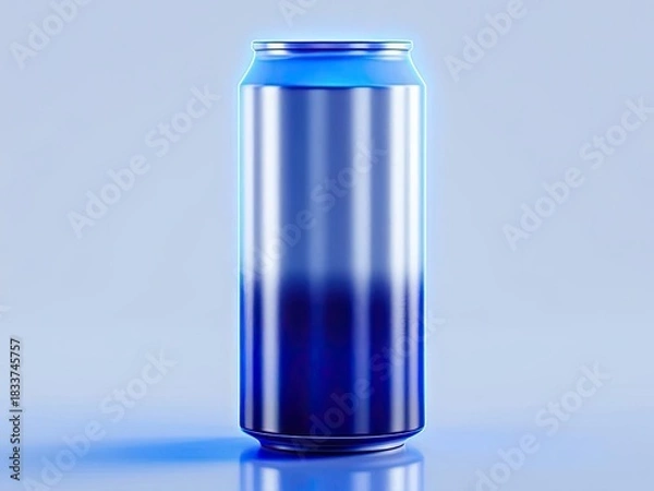 Obraz Blue metallic can on soft gradient background
