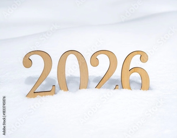 Obraz Shiny gold 2026 number on marble background