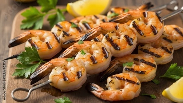 Obraz Realistic Seafood Grill Artwork
