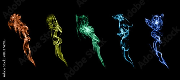 Fototapeta Realistic white smoke rising on a black background, with soft swirling texture and atmospheric fog effect, perfect for overlays, visual effects.