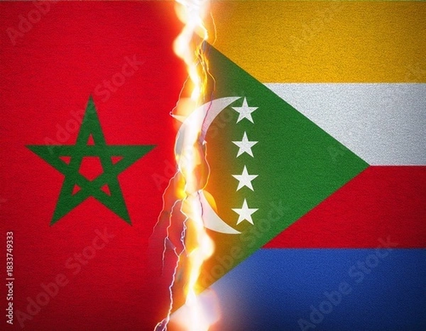 Obraz thunder lightning between morocco and comoros flag