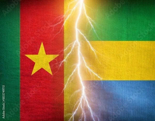 Obraz thunder lightning between cameroon and gabon flag