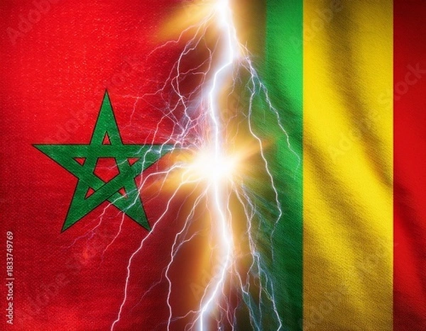 Obraz thunder lightning between morocco and mali flag