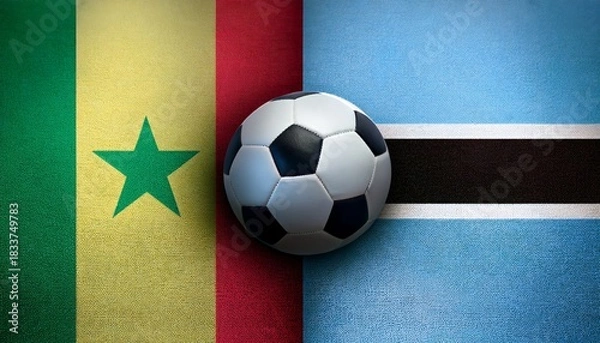 Obraz soccer ball between senegal and botswana flag on each side background