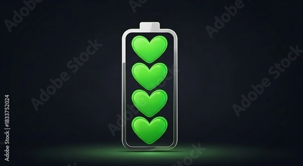 Fototapeta Full battery of love hearts symbolizing complete emotional energy and affection
